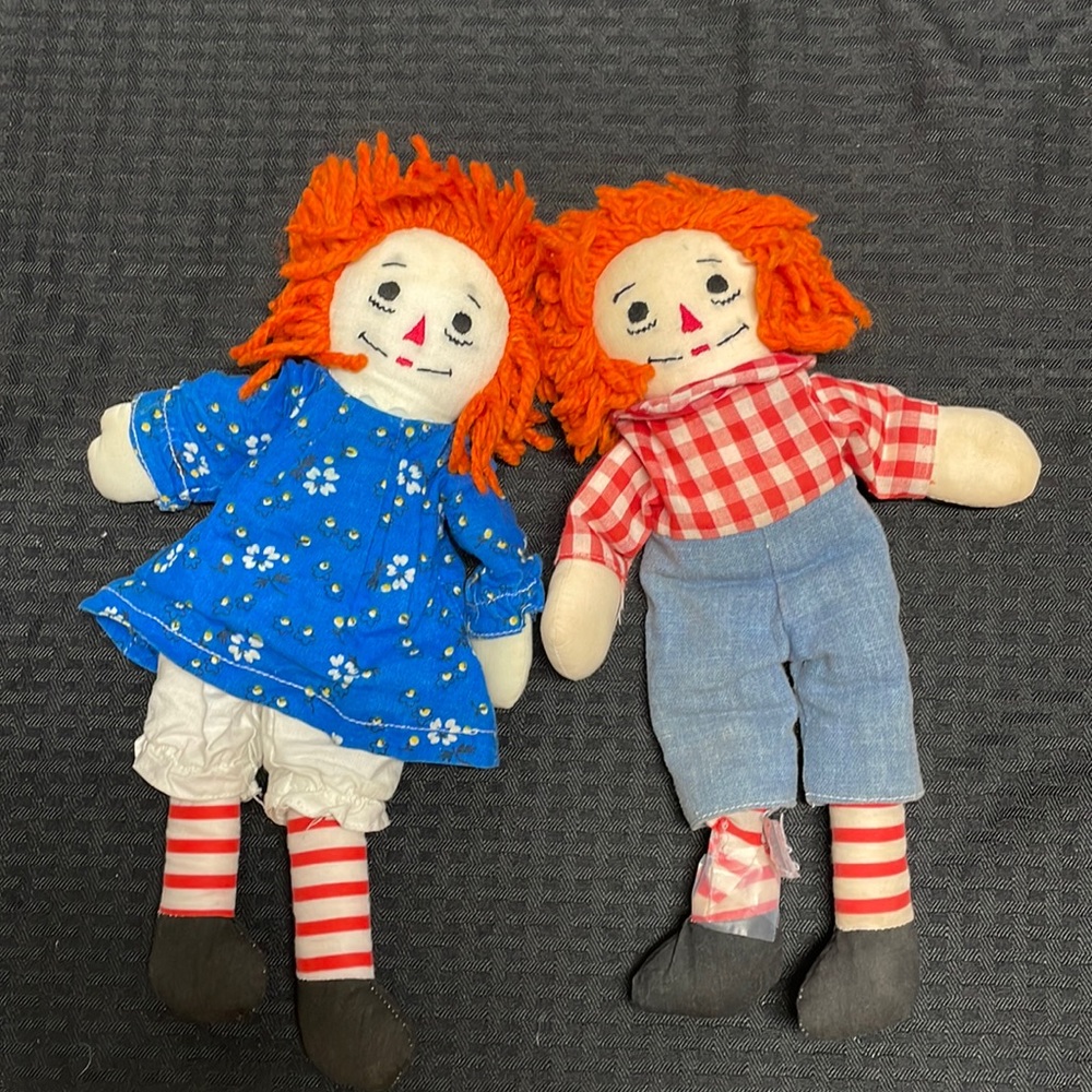 Vintage Raggedy Ann and Andy 12” Dolls
